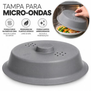 Tampa para Micro-ondas 27 x 7cm Anti Respingos Protetora de Alimentos