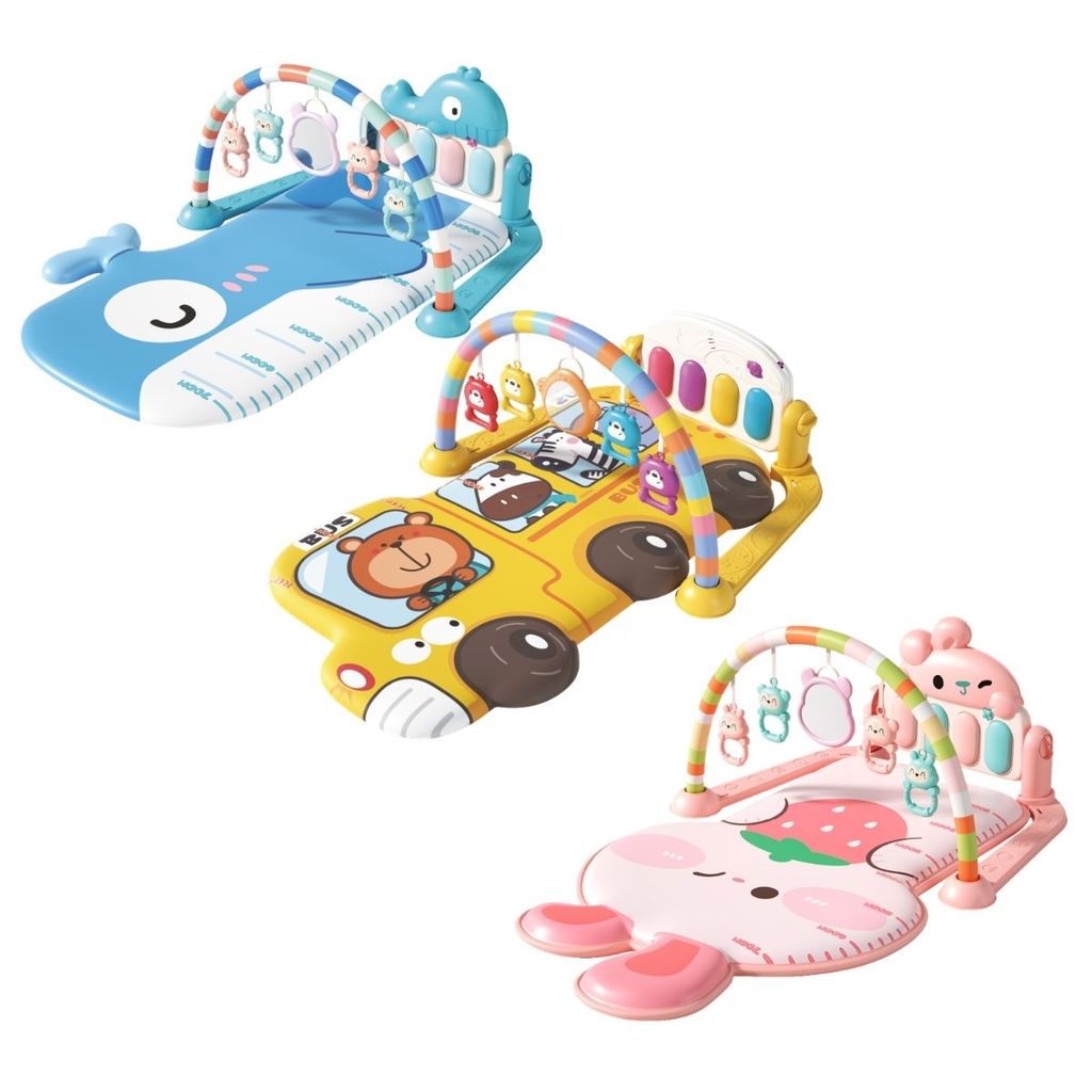 Tapete De Atividades Bebê 3D Piano Musical Arco 5 Brinquedos