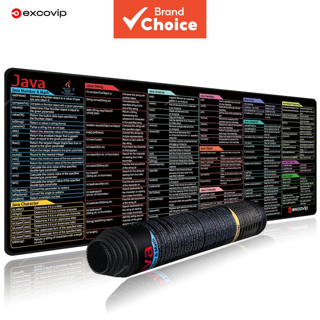 Tapete de mouse com teclas de atalho Java em inglês, grande, com — Informática