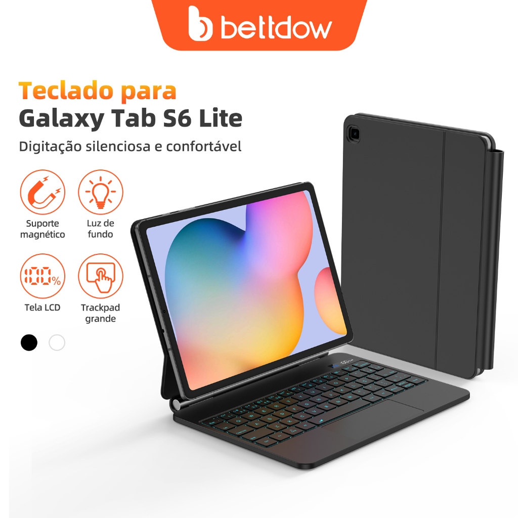 Teclado Bluetooth Bettdow Samsung S6 Lite com capa magnética — Informática