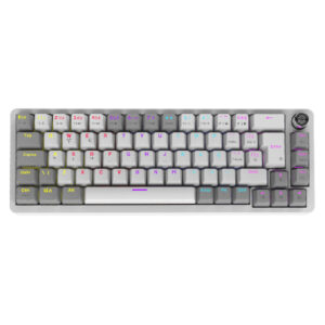 Teclado Mecânico 65% Pcyes Mecka White Ghost Switch Blue Led Rainbow