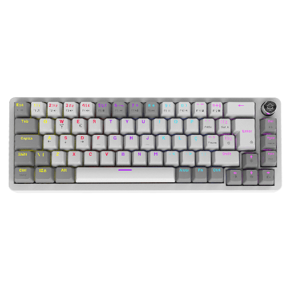 Teclado Mecânico 65% Pcyes Mecka White Ghost Switch Blue Led Rainbow — Informática