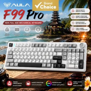 Teclado Mecânico Aula Pro Tri-Mode com Retroiluminação RGB, Layout