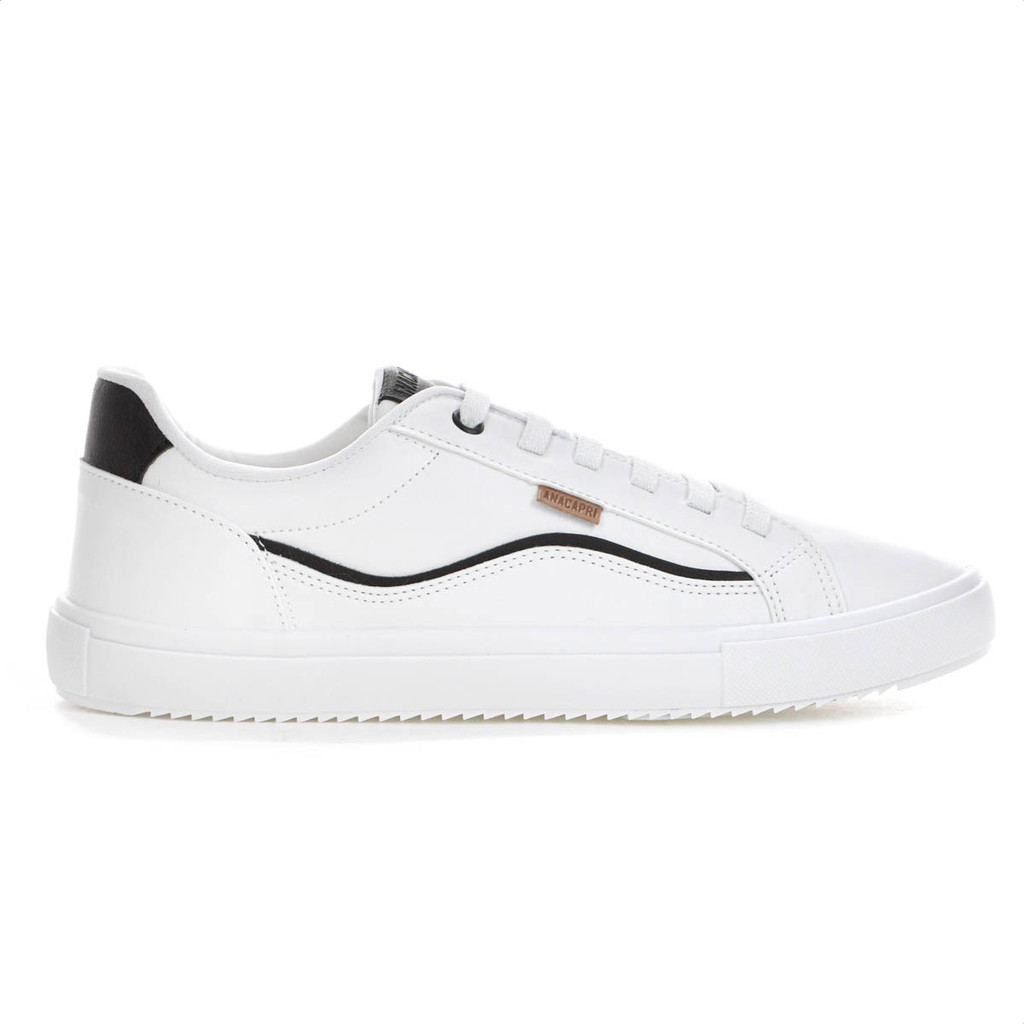 Tênis Anacapri Detalhe Onda Branco e Preto Feminino