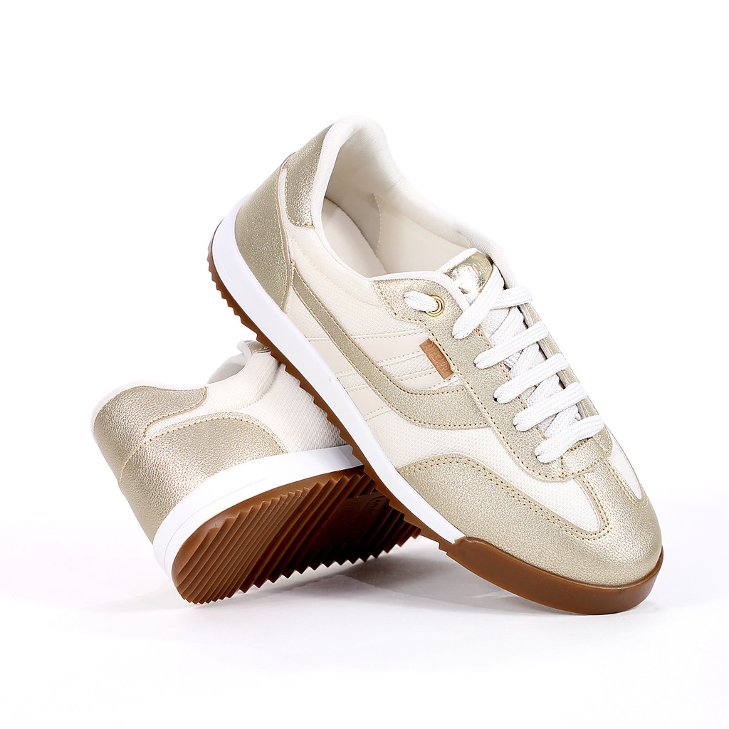 Tênis Anacapri Retrô A Dourado e Off White Feminino