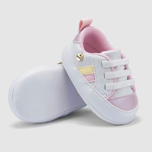 Tênis Bebe Com Elástico Infantil Baby Menina Colors Branco Outono