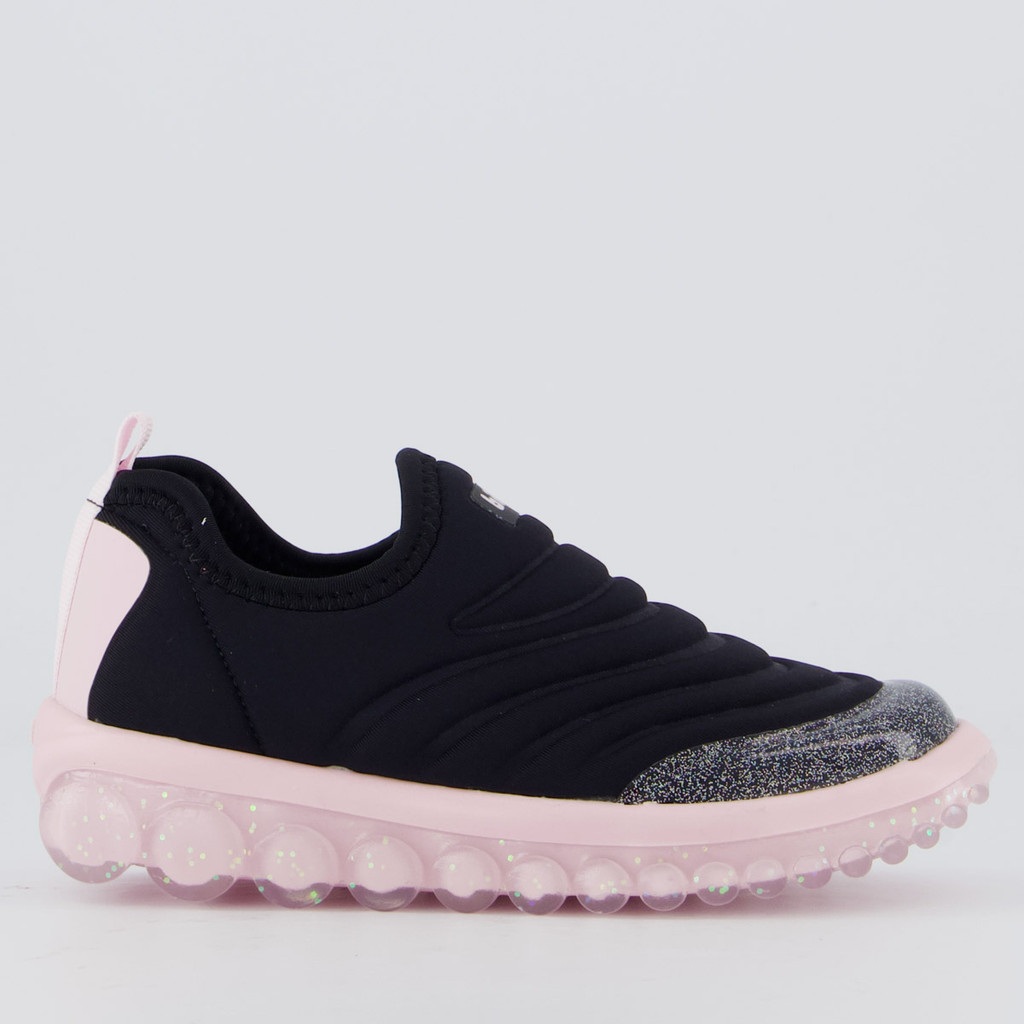 Tênis Bibi Roller 2.0 Glitter Infantil Preto e Rosa — Calçados