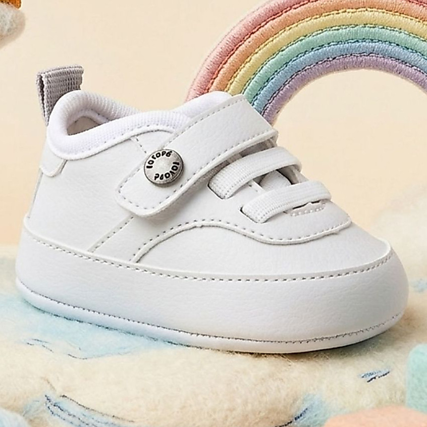 Tênis Casual Baby Menino com Elástico Branco Outono Inverno Fofopé