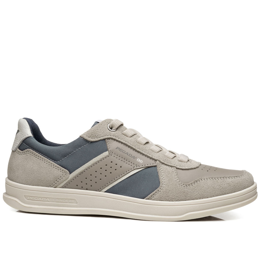 Tênis Casual Pegada Masculino em Couro Latte