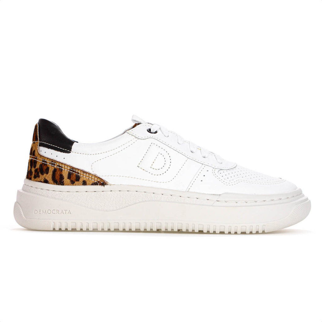 Tênis Democrata Block Animal Print Onça Branco Feminino