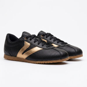 Tênis Feminino Couro Legítimo Naomi Preto com Rosê Casual Vittal