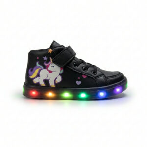 Tênis Feminino Infantil De Led Botinha de Unicórnio Cano Alto