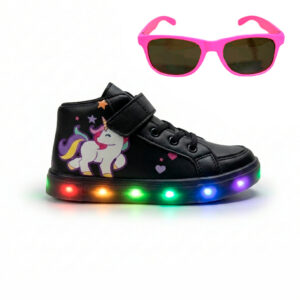Tênis Feminino Infantil De Led Botinha de Unicórnio Infantil Escolar