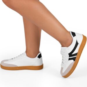 Tênis Feminino Lumiss Elástico Confortável Blogueira Casual Branco — Calçados