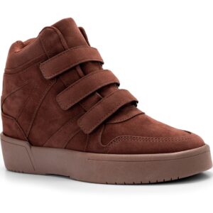 Tênis Feminino Lumiss Sneaker Cano Alto Salto Confortável Tiras Velcro