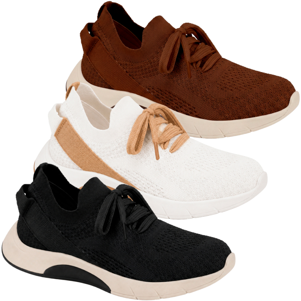 Tênis Feminino Ultraconforto Ortopédico Benévola Knit Slip On Calce — Calçados