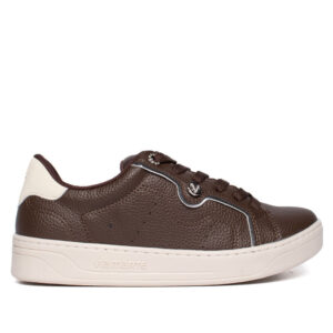 Tênis Feminino Via Marte Casual Napa Strass Marrom Prata