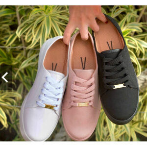 Tênis Feminino Vizzano Casual Cano Baixo Preto Branco Rosa