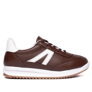Tênis Feminino Vizzano Casual Pelica Recortes Marrom Branco