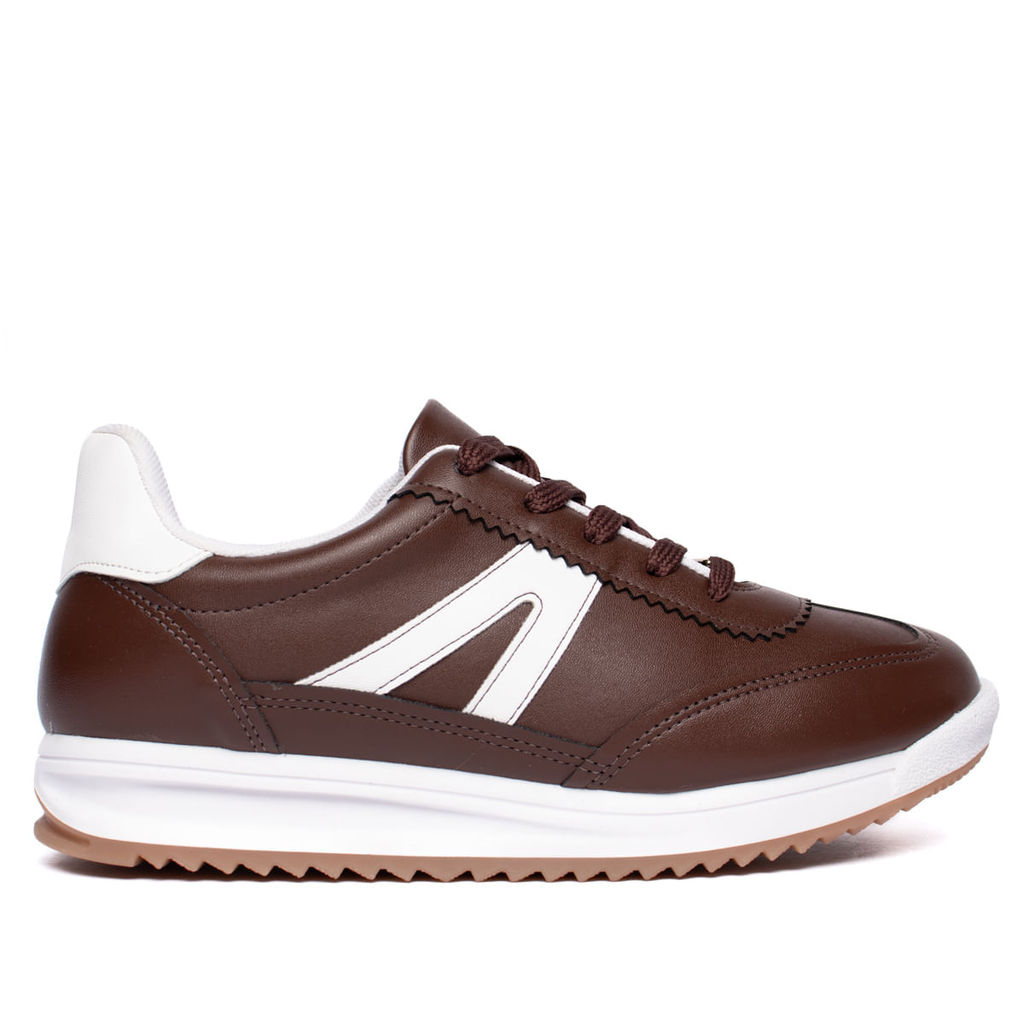 Tênis Feminino Vizzano Casual Pelica Recortes Marrom Branco