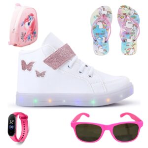 Tenis Infantil De Led Meninas Botinha Borboleta Mochila Chinelo