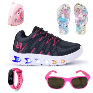 Tênis Infantil de Led Meninas Casual Escolar Luzinha Mochila Chinelo