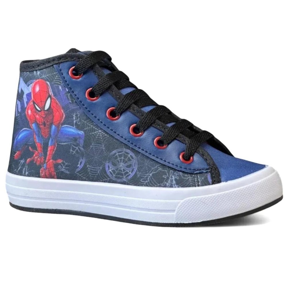 Tênis Infantil Disney Homem Aranha Cano Alto Menino Marinho e Vermelho