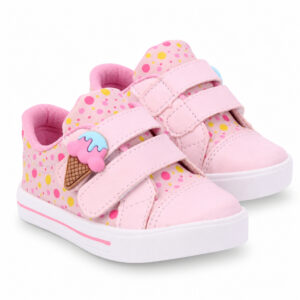 Tênis Infantil Feminino Bee Happy Calce Fácil Confortável Sorvetinho