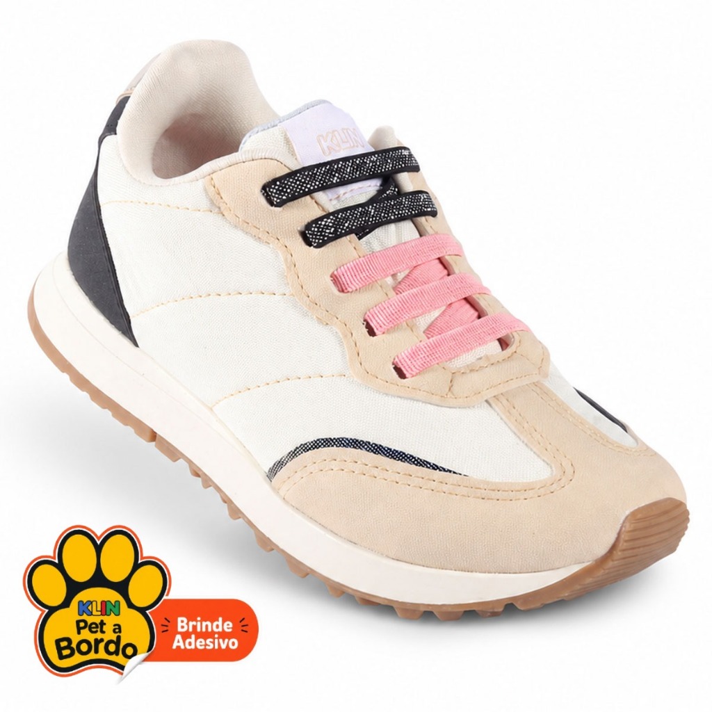 Tênis Infantil Feminino Klin Walk Esportivo Retro Calce Fácil em