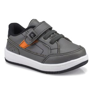 Tênis Infantil Masculino Cinza Preto Elástico Fecho Calce Fácil