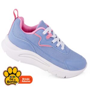 Tênis Infantil Menina Klin Casual Leve Confortável e Moderno Azul Rosa