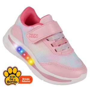 Tênis Infantil Menina Klin Flash com LED e Fechamento com Tira Dupla