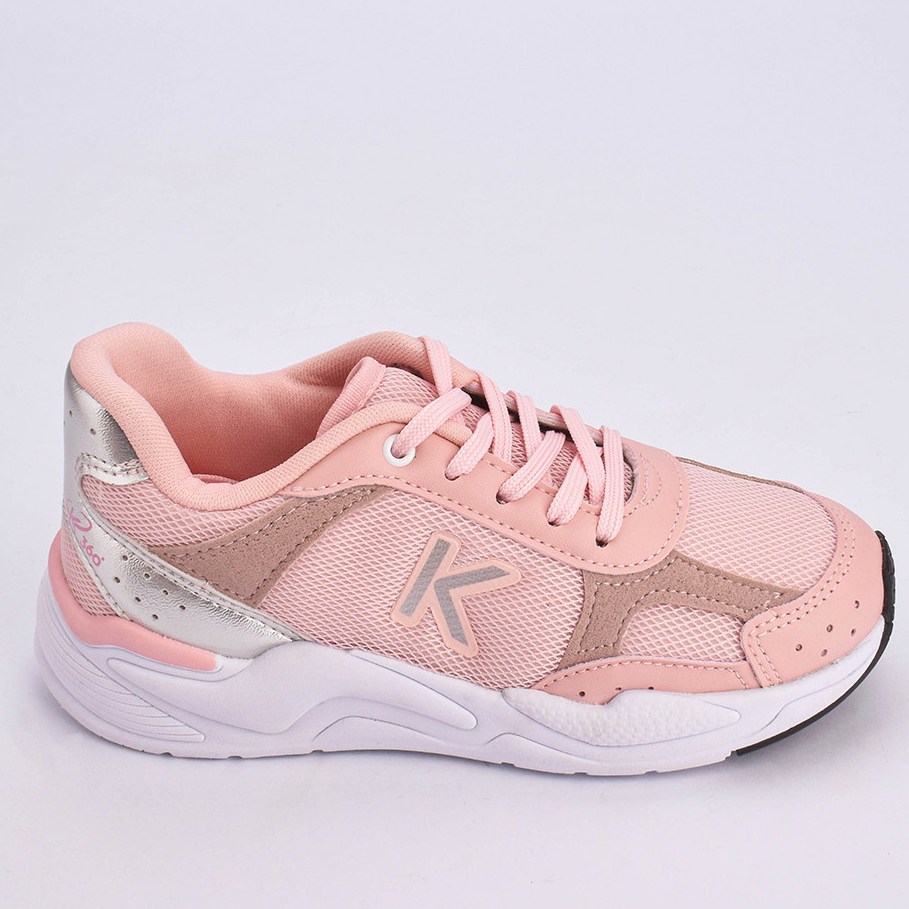 Tênis Infantil Menina Retrô Nude Cinza Esportivo Moderno Tec Gel