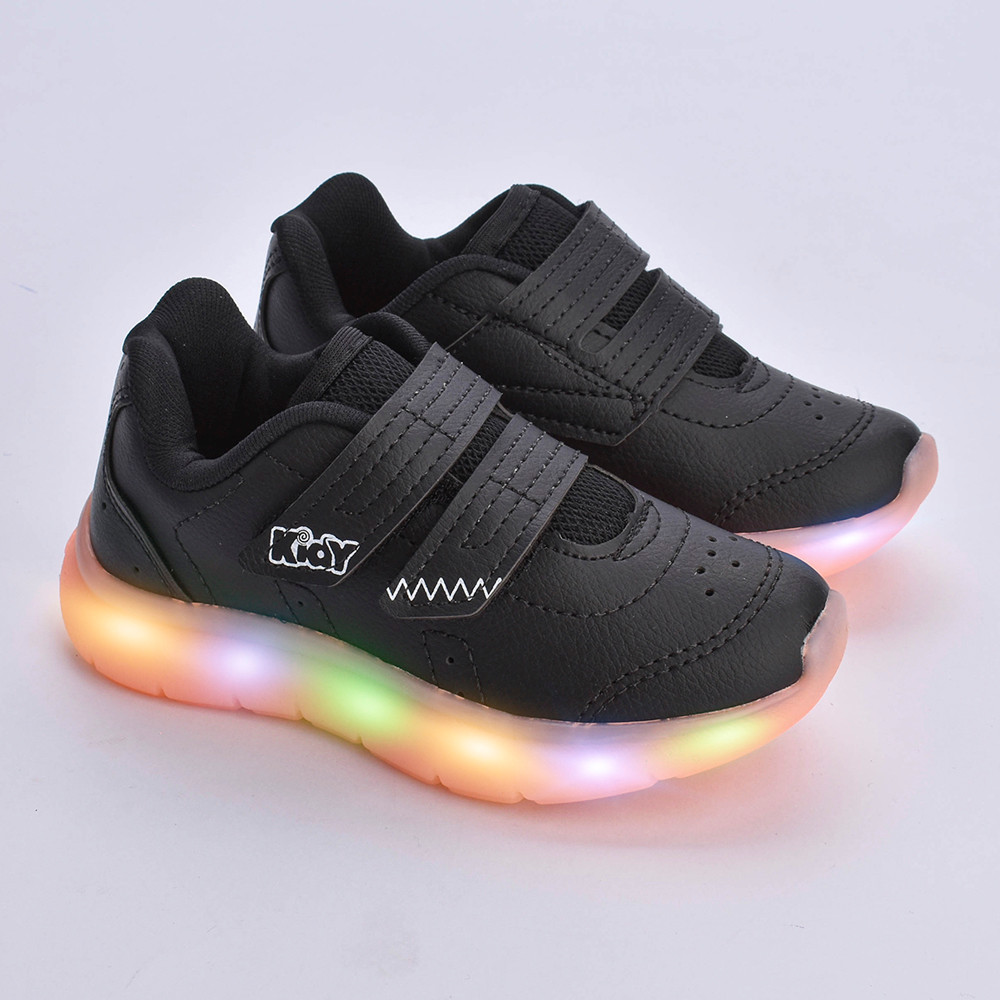 Tênis infantil Menino Kidy Flex Light Luz Led Colorida Fita Adesiva