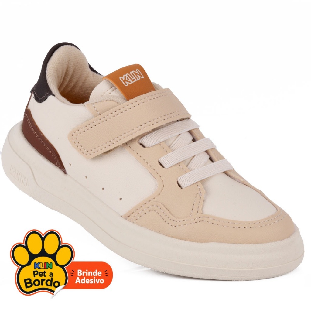 Tênis Infantil Menino Klin Original Capri Mini Off-White e Bege — Calçados