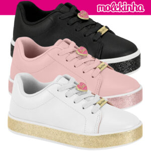 Tênis Infantil Molekinha Brilho Love Estiloso