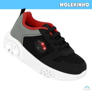 Tênis Infantil Molekinho Menino LED Escolar Estilo Diversão Carrinho