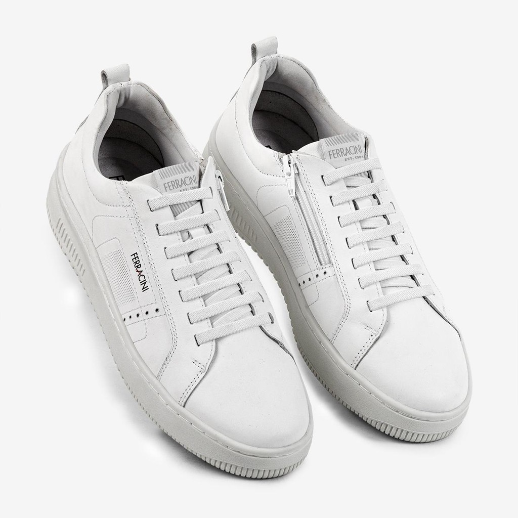 Tênis Masculino Casual Couro Ferracini Sneaker Branco Versátil Blur — Calçados