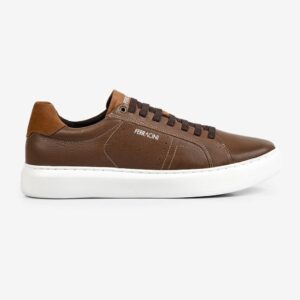 Tênis Masculino Couro Ferracini Casual Calce Fácil Elegante Marvin