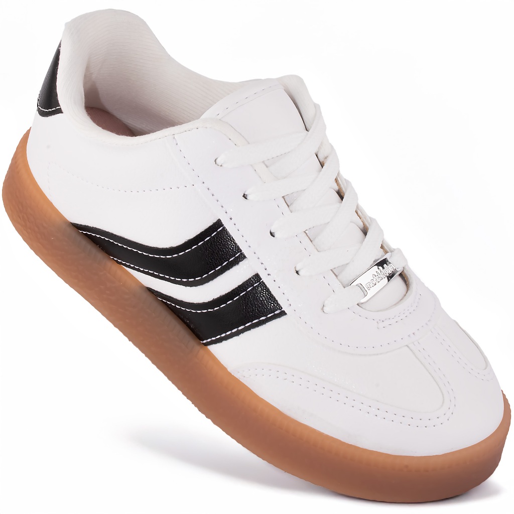 Tênis Molekinha Menina Infantil Casual Original Branco e Preto