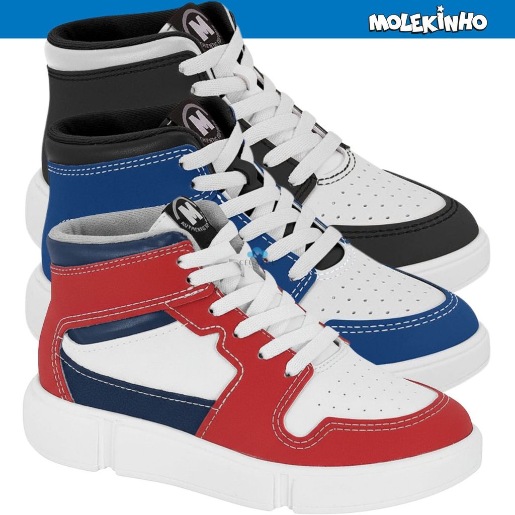 Tênis Molekinho Infantil Menino Cano Alto Casual Esportivo Original — Calçados