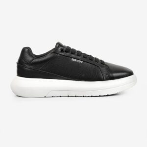 Tênis Sneaker Masculino Couro Ferracini Streetwear Sola Flat Preto