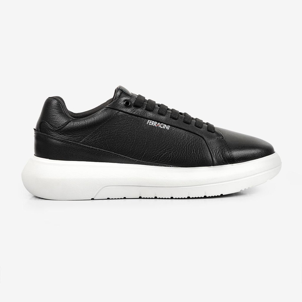 Tênis Sneaker Masculino Couro Ferracini Streetwear Sola Flat Preto