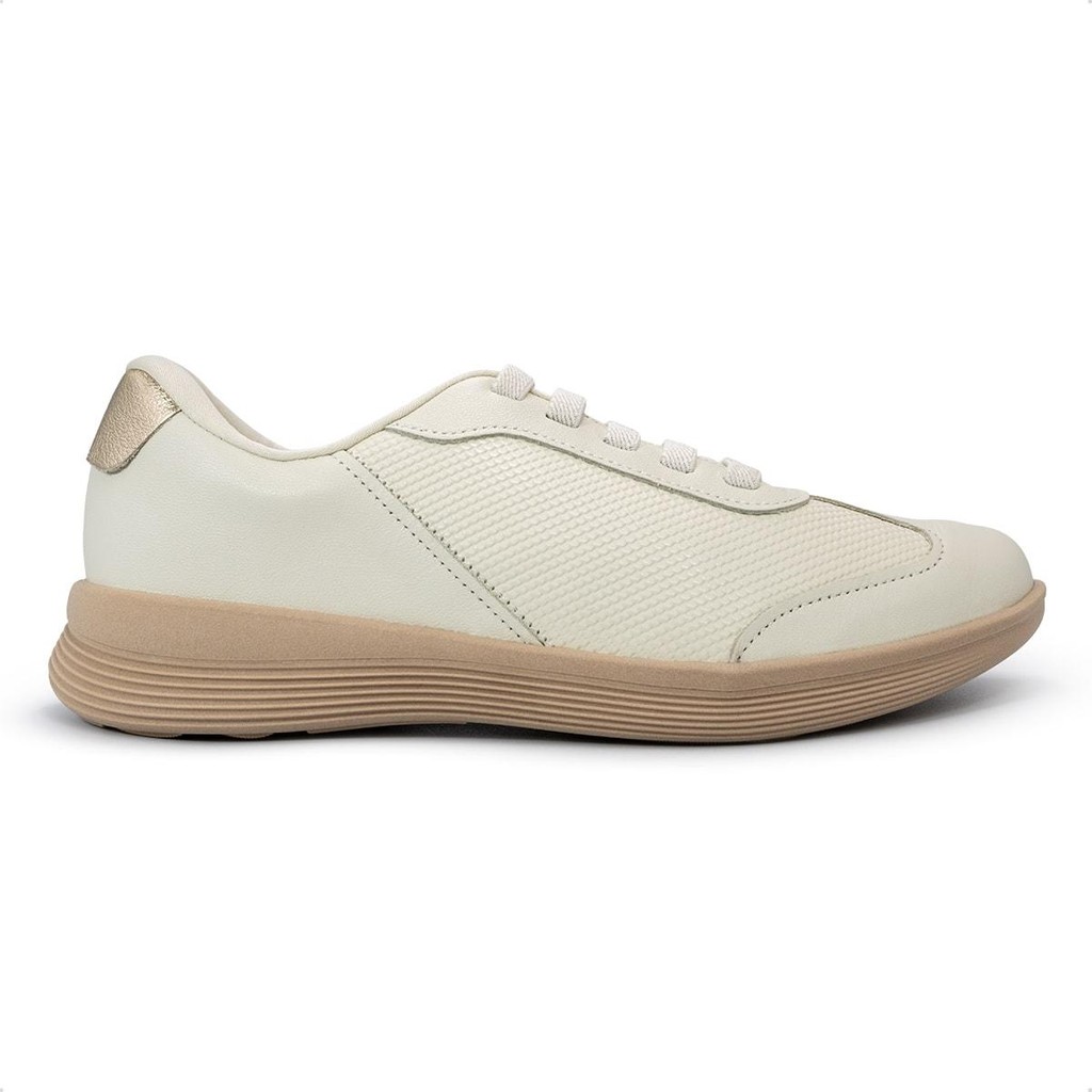 Tênis Usaflex Feminino Básico Couro Cadarço Elástico Casual — Calçados