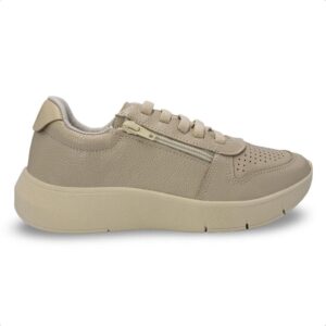 Tênis Usaflex Feminino Couro Zíper Cadarço Elástico Casual