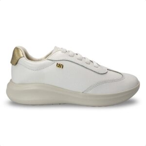 Tênis Usaflex Feminino em Couro Monograma Casual