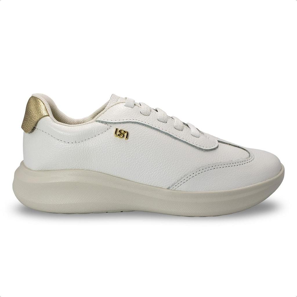 Tênis Usaflex Feminino em Couro Monograma Casual