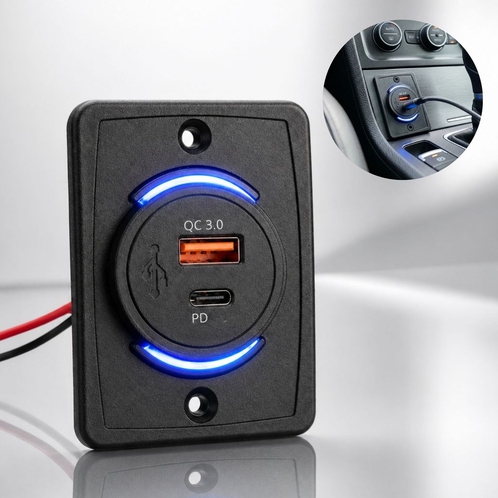 Tomada De Carregador de Carro Duplo USB Adaptador Veicular Painel 12
