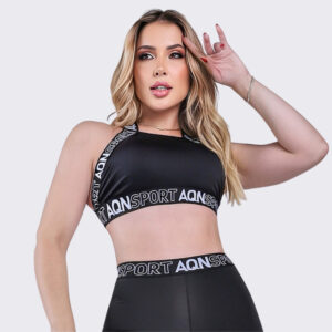 Top Academia Fitness Cruzado Preto e Marinho Corrida Yoga Zero