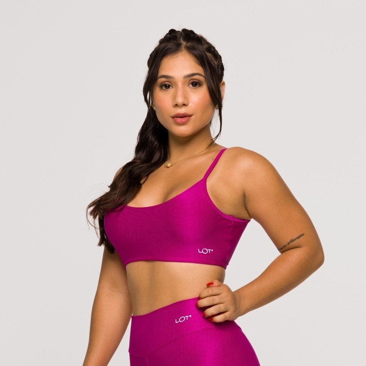 Top Feminino Rosa Fúcsia Fitness Poliamida Academia Costas A